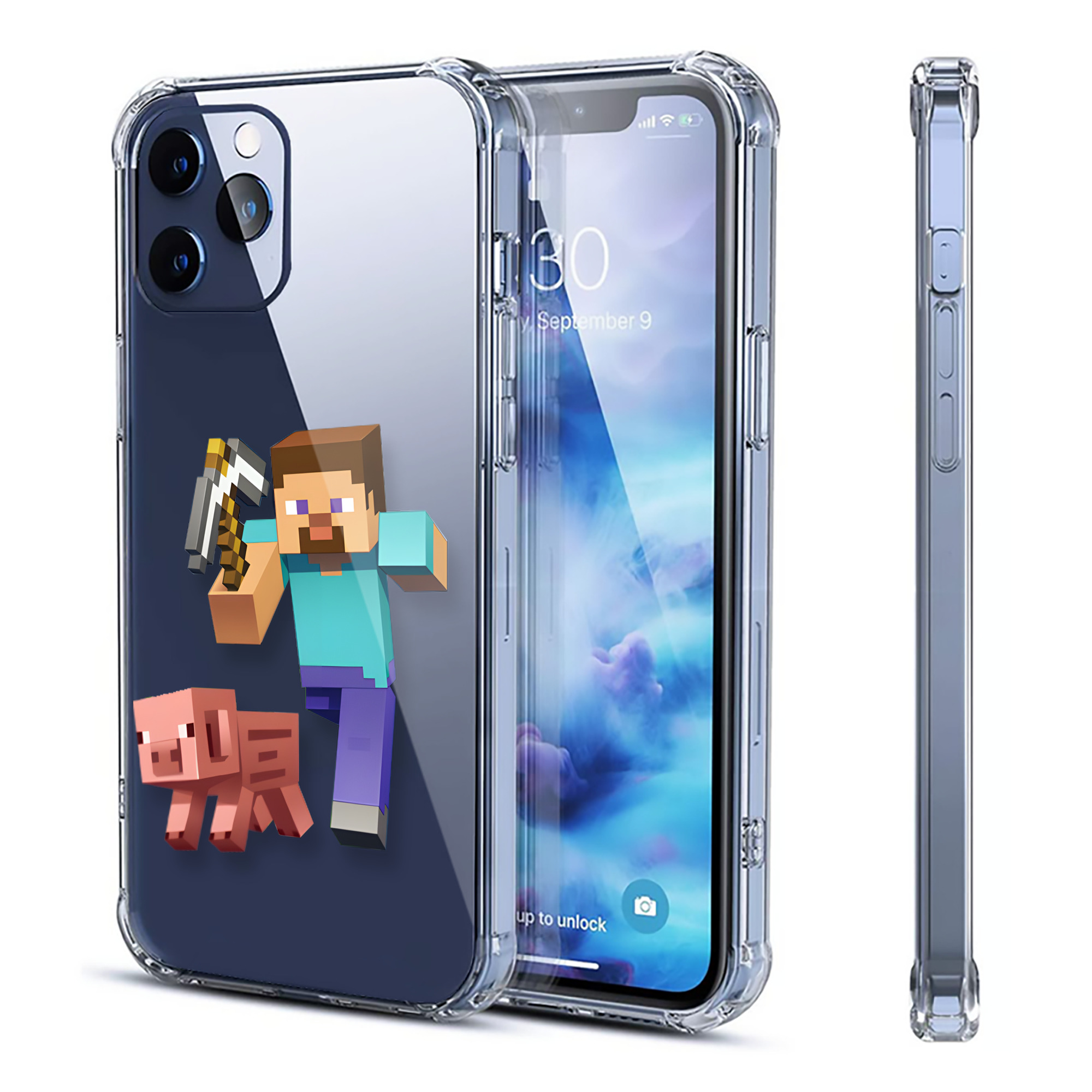（画像用） マインクラフト ブロックの世界 Minecraft MC Block world 【iPhone 12シリーズ対応】透明スマホケース（クリアソフトケース）
